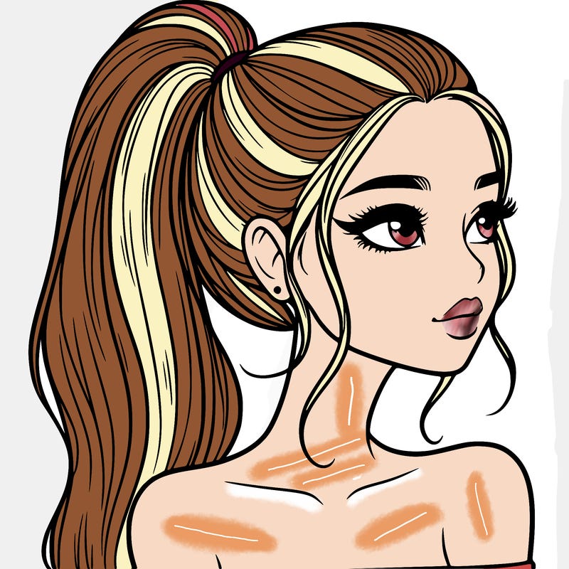 a beautiful and realistic girl with a high pony tail