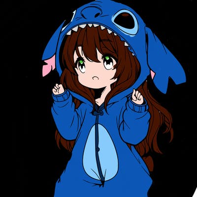 anime girl in a stitch onsie