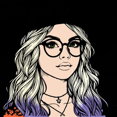 a witch with glasses realistic