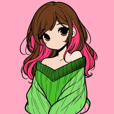 shy pretty girl wearing a sweater that is falling off one shoulder portrait