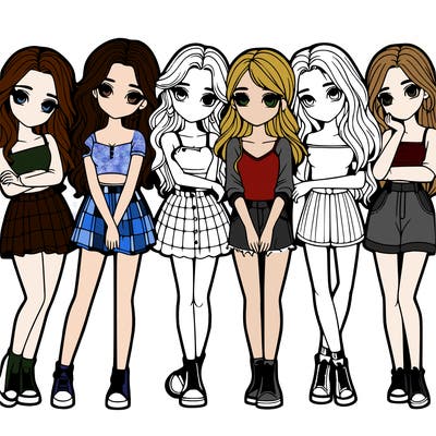 a group of girls realistic