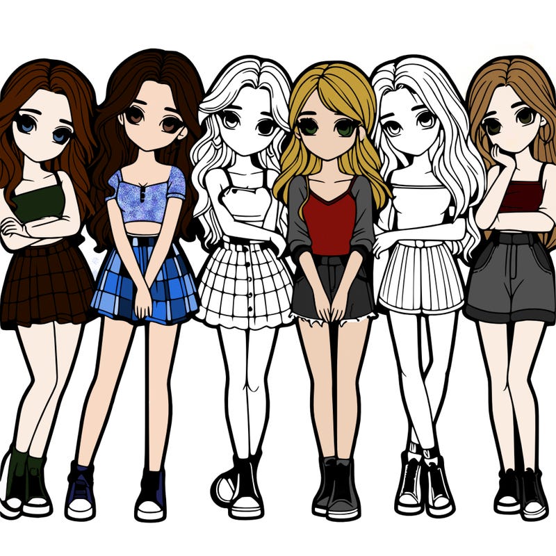 a group of girls realistic