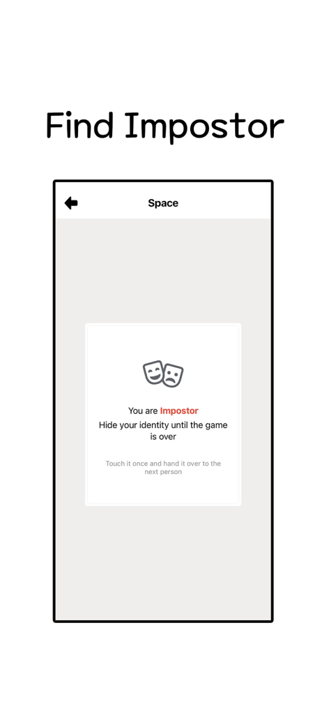 Impostor - (Who is Impostor?) - Uma tela de aplicativo móvel mostrando a atribuição do papel de Impostor com instruções para ocultar a identidade