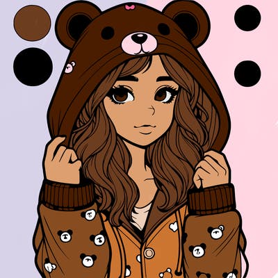realistic girl in a animal pjs hoodie