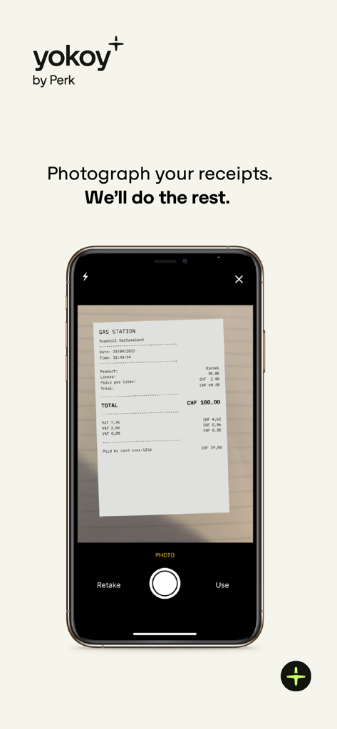 Yokoy - Yokoy mobile app interface showing AI receipt scanning for automated expense management