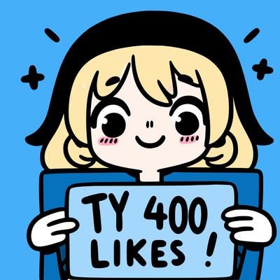 girl holding sign that says “ty for 400 likes!”