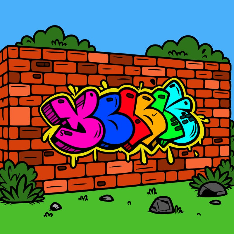 a brick wall with graffiti on it