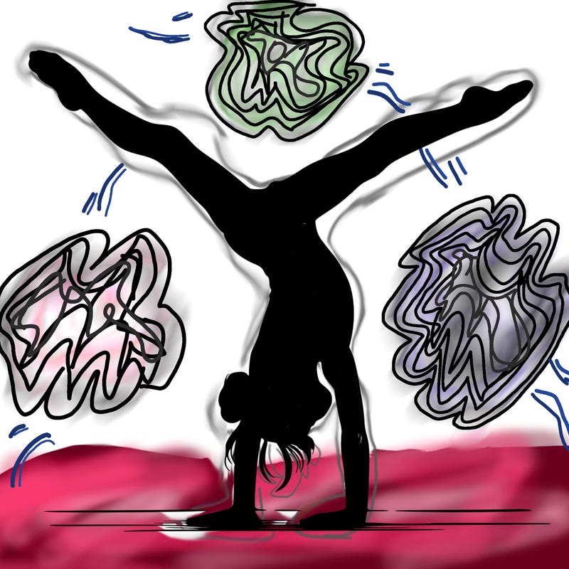 realistic gymnastic hand stand girl in four splits
