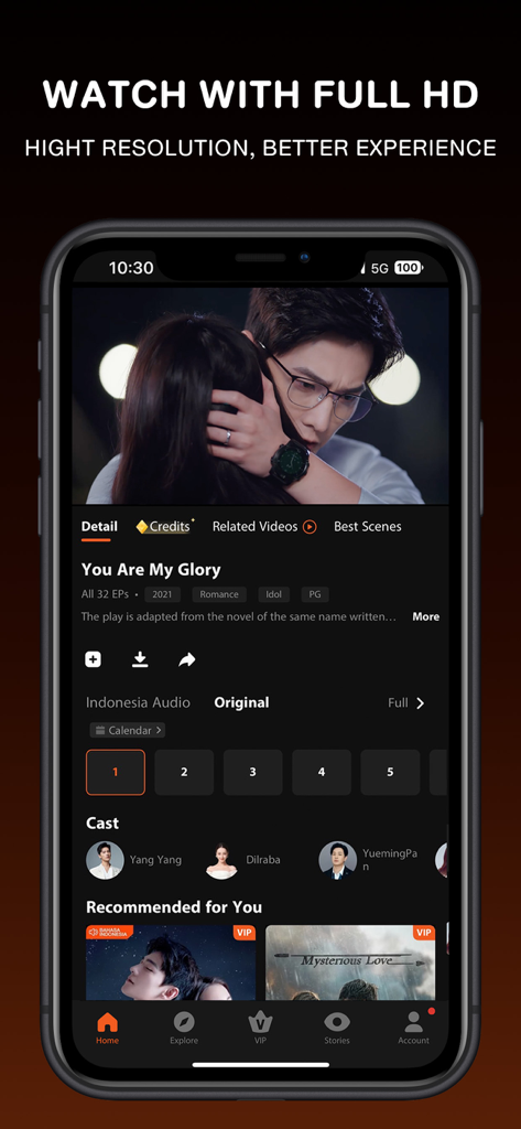 Tencent Video app interface displaying a drama detail page with full HD streaming options