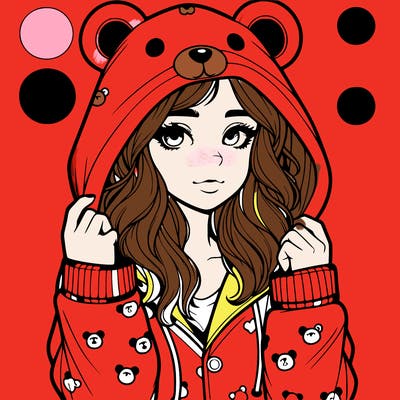 realistic girl in a animal pjs hoodie