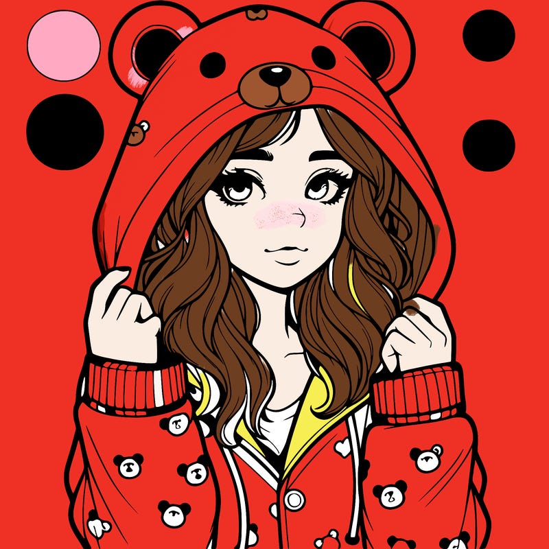 realistic girl in a animal pjs hoodie