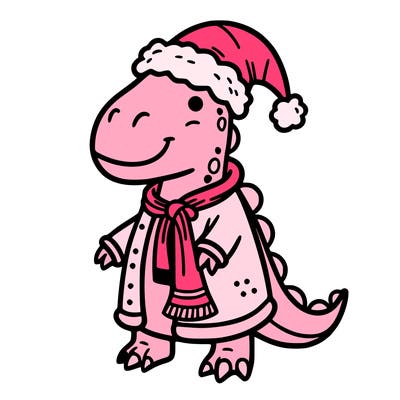 dinosaur dressed as christmas