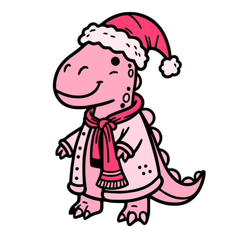 dinosaur dressed as christmas