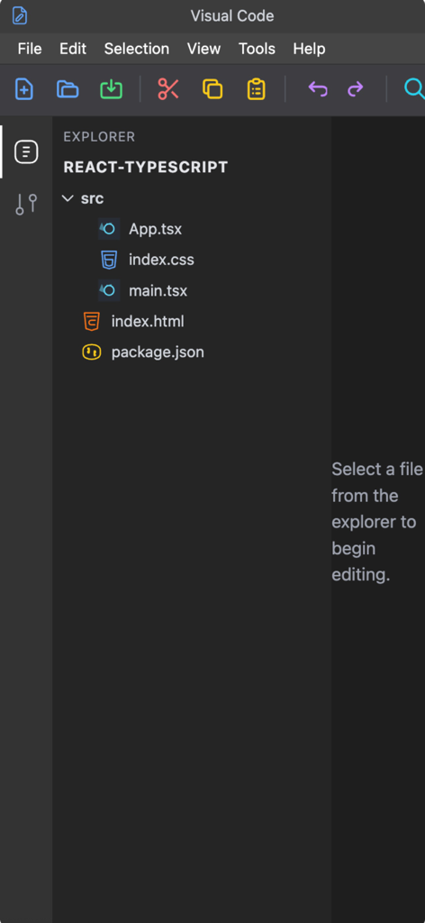 Anticode AI Code Editor mobile file explorer interface showing a React project structure.