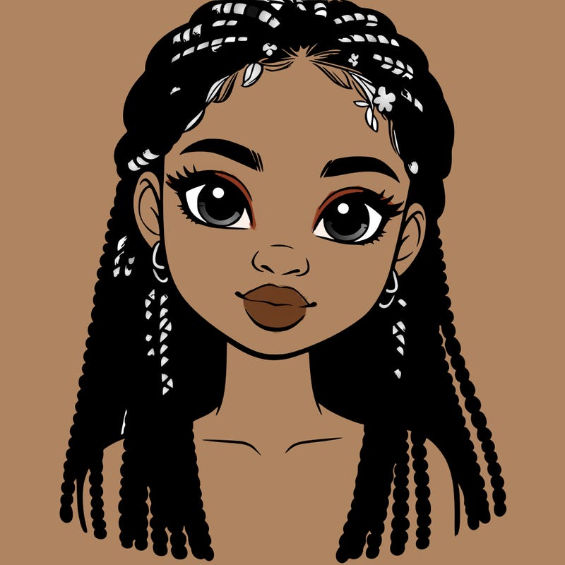 a realistic black girl with braids