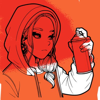 a realistic girl, spray painting