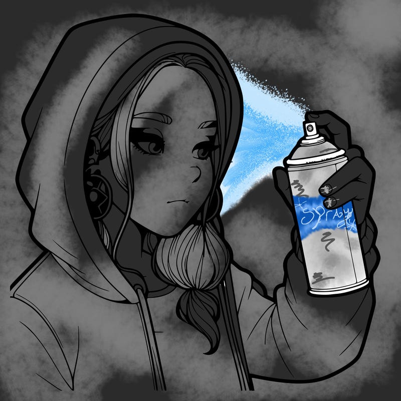 a realistic girl, spray painting