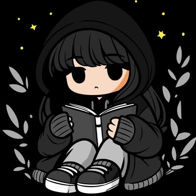 girl in oversized hoodie reading a book
