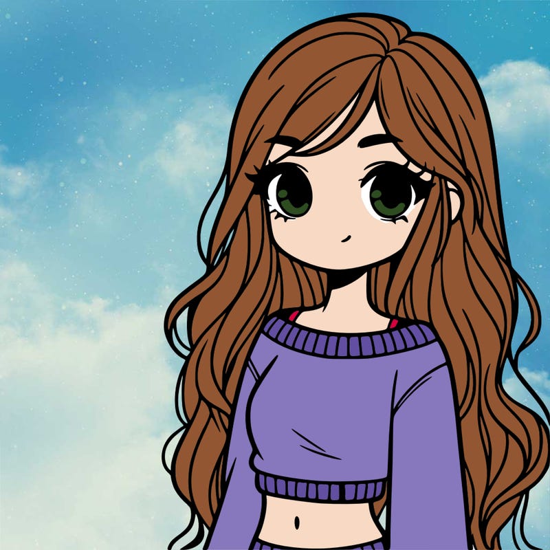 girl with long hair and a crop top with a sweater