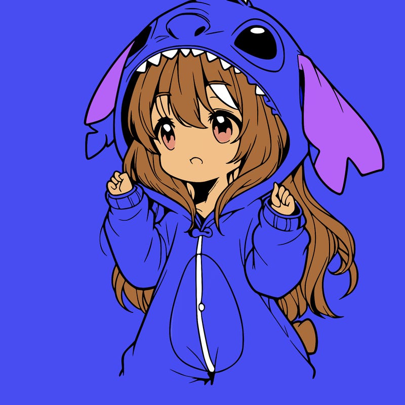 anime girl in a stitch onsie