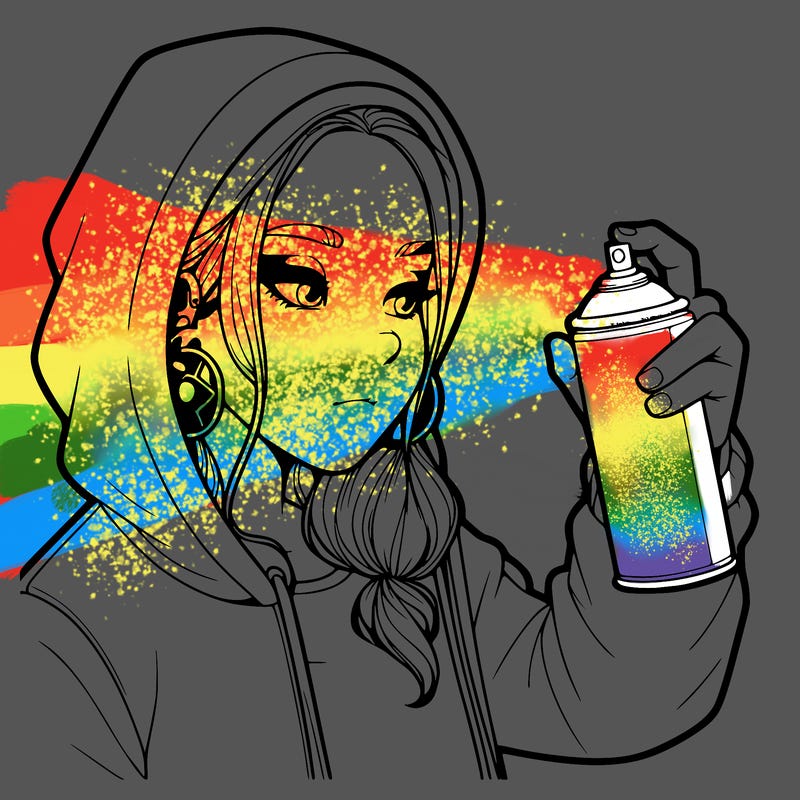 a realistic girl, spray painting