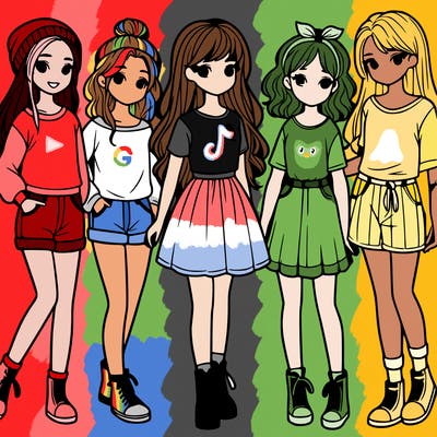 a group of five girls