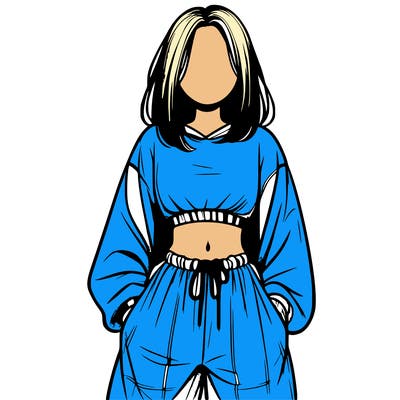 realistic girl faceless with baggy pants and a crop top