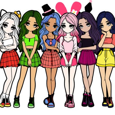 a group of girls realistic