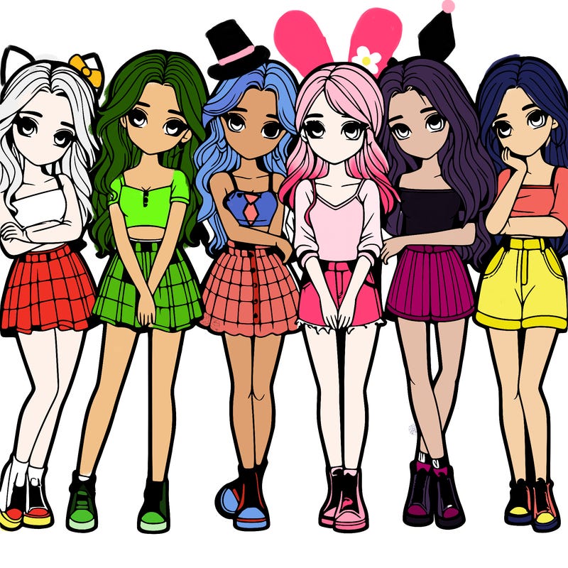 a group of girls realistic