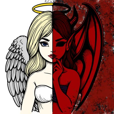 realistic angel half demon