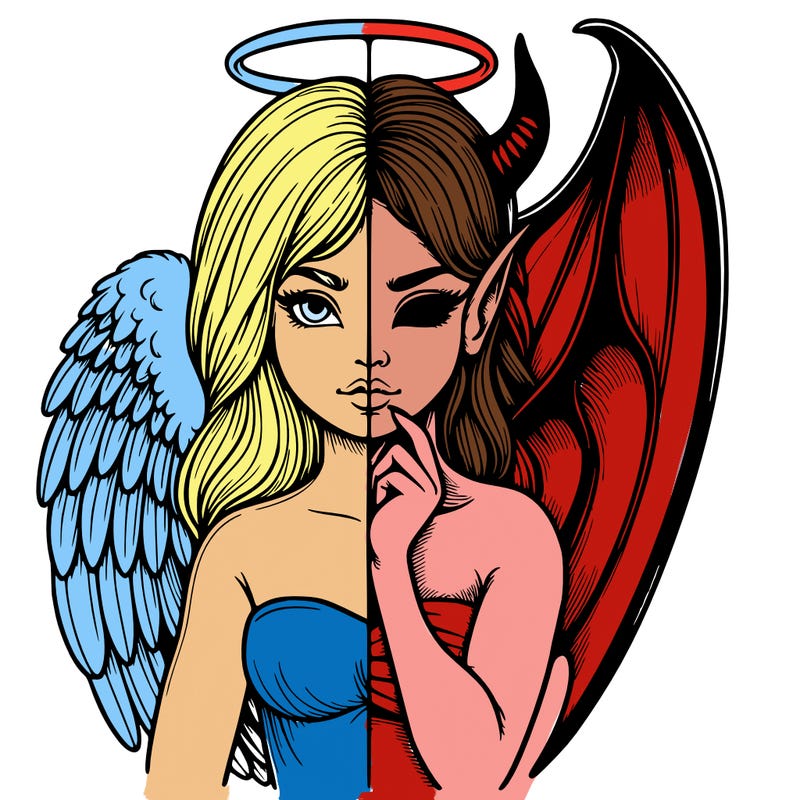 realistic angel half demon