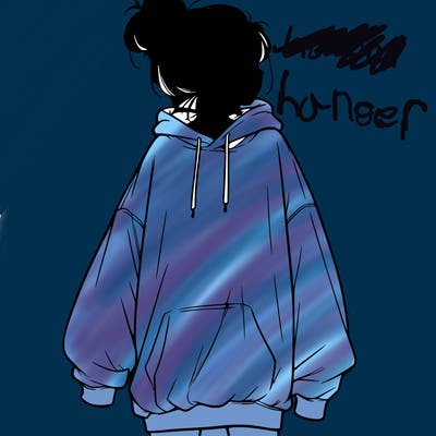 realistic girl with a oversized sweatshirt on and a bun