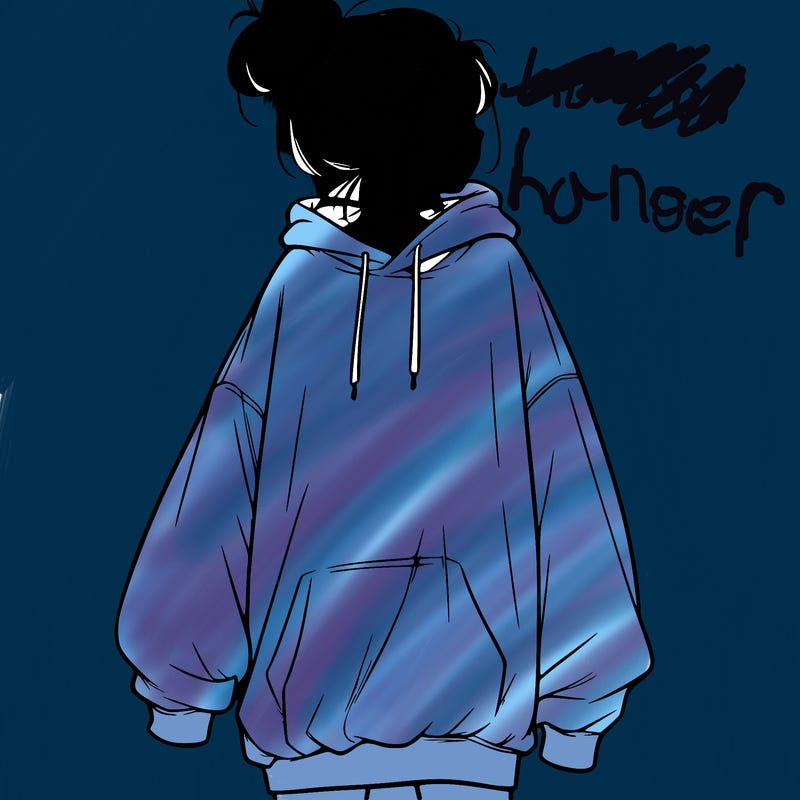 realistic girl with a oversized sweatshirt on and a bun