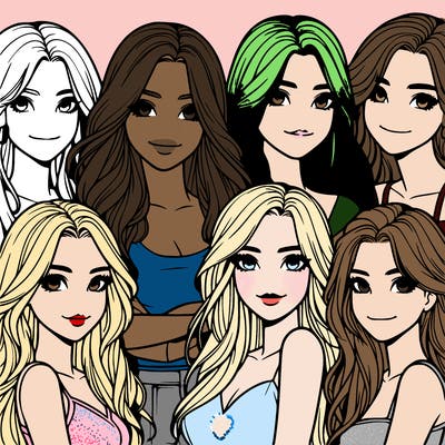 a group of realistic girls