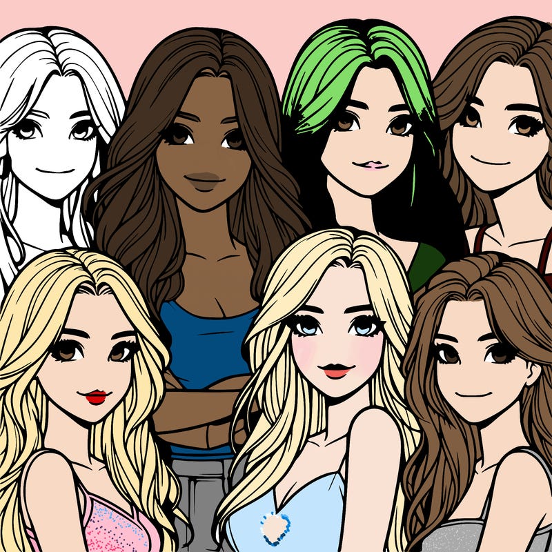a group of realistic girls