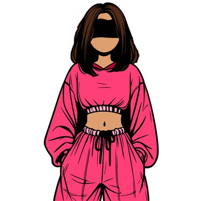 realistic girl faceless with baggy pants and a crop top