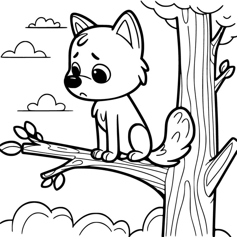 dog is stuck in the tree it is very sad it is very high