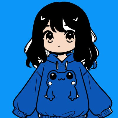 girl wearing frogging sweatshirt