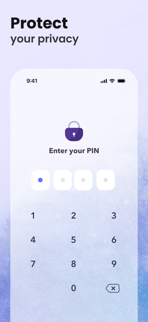 Period Tracker • Ovulation App - Security PIN entry screen for privacy protection on the My Calendar period tracker app