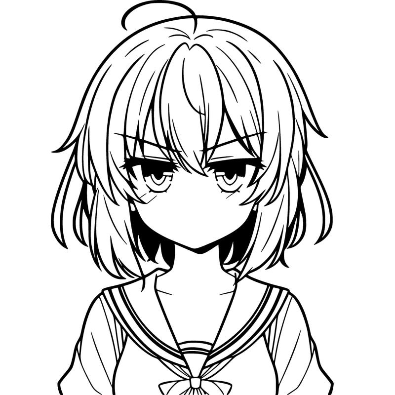 anime girl with bitter expression