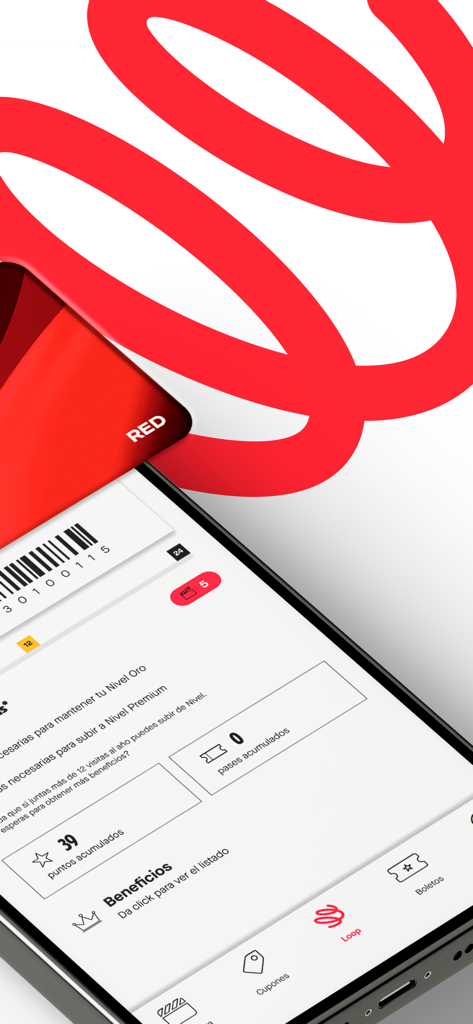 Interfaz de la app de Cinemex que muestra el programa de recompensas Loop y los puntos de los miembros