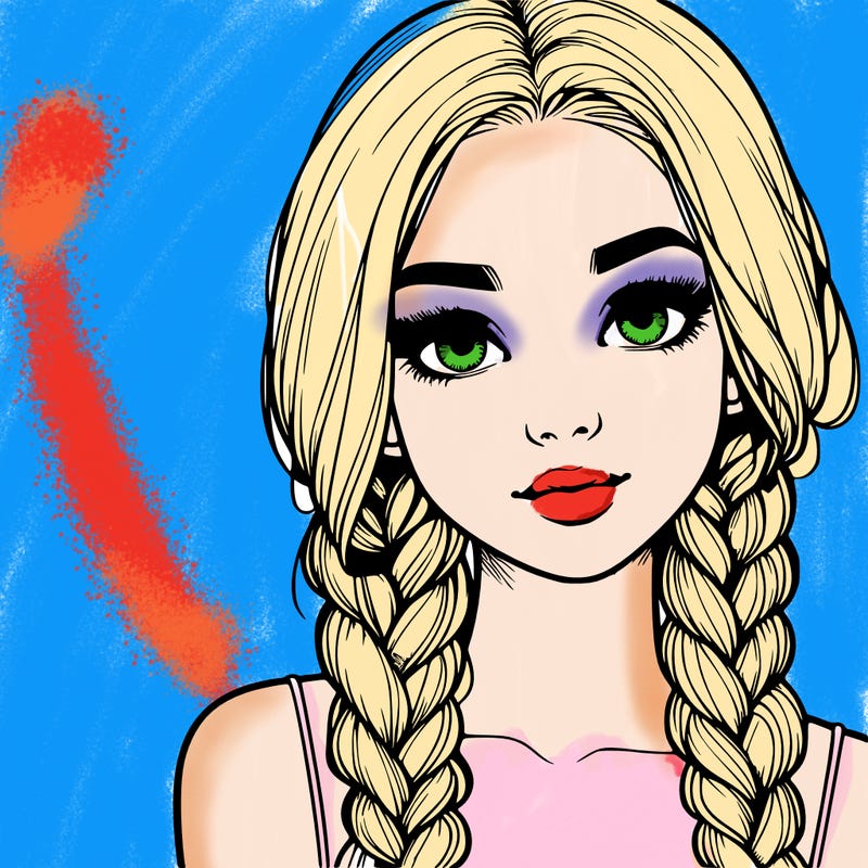 realistic girl with braids