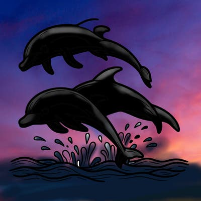 dolphins jumping and doing tricks in the ocean.