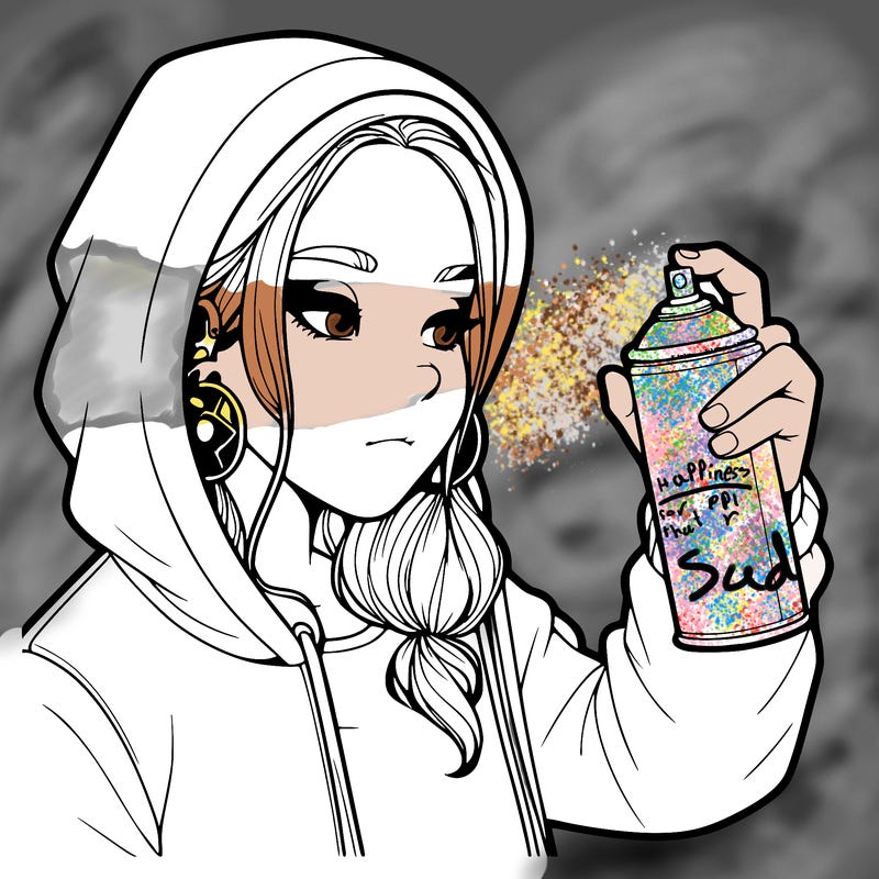 a realistic girl, spray painting