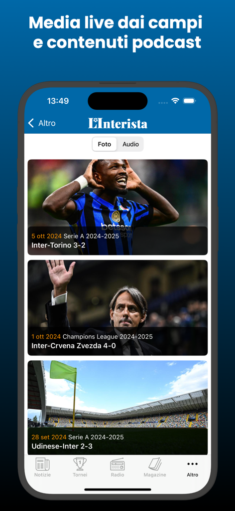 L'Interista - Gallery of Inter Milan match photos and scores in the L'Interista app