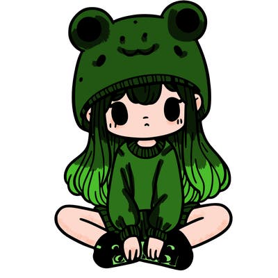 a girl wearing a frog hat and some frog socks