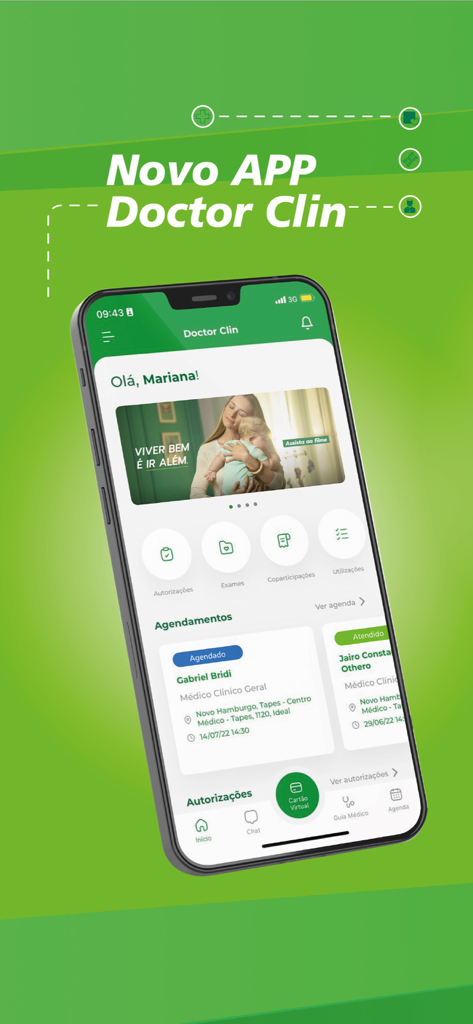 Doctor Clin - Doctor Clin healthcare app home screen displaying medical appointments and patient services