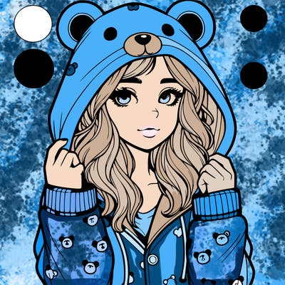 realistic girl in a animal pjs hoodie