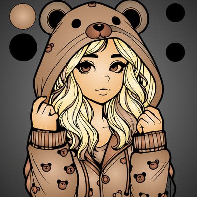 realistic girl in a animal pjs hoodie