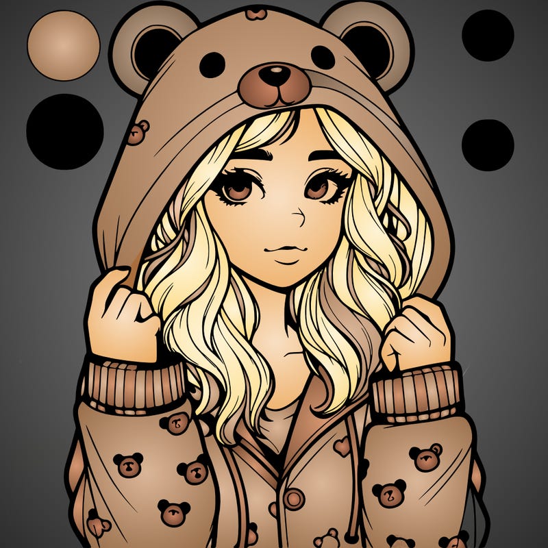 realistic girl in a animal pjs hoodie